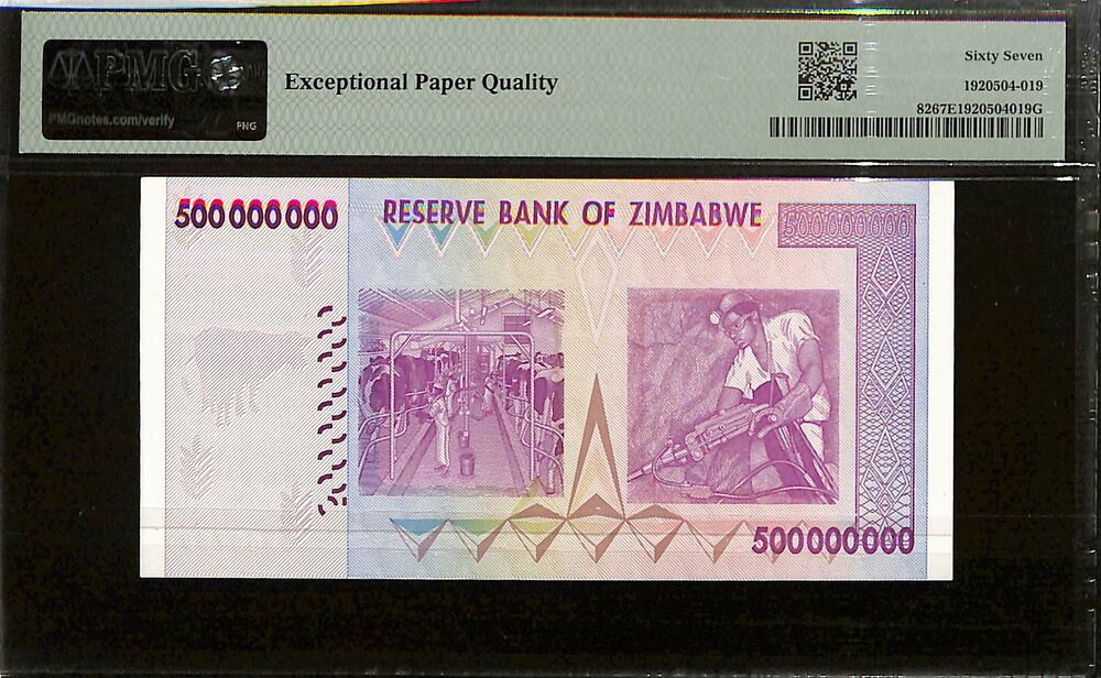 Zimbabwe - 500 Million Dollars 2008 - Pick # 82 - PMG 67 EPQ