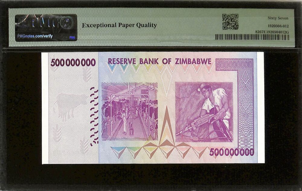 Zimbabwe - 500 Million Dollars 2008 - Pick # 82 - PMG 67 EPQ