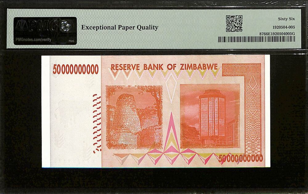 Zimbabwe - 50 Billion Dollars 2008 - Pick # 87 - PMG 66 EPQ