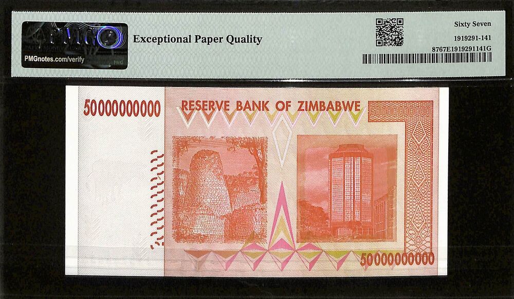 Zimbabwe - 50 Billion Dollars 2008 - Pick # 87 - PMG 67 EPQ