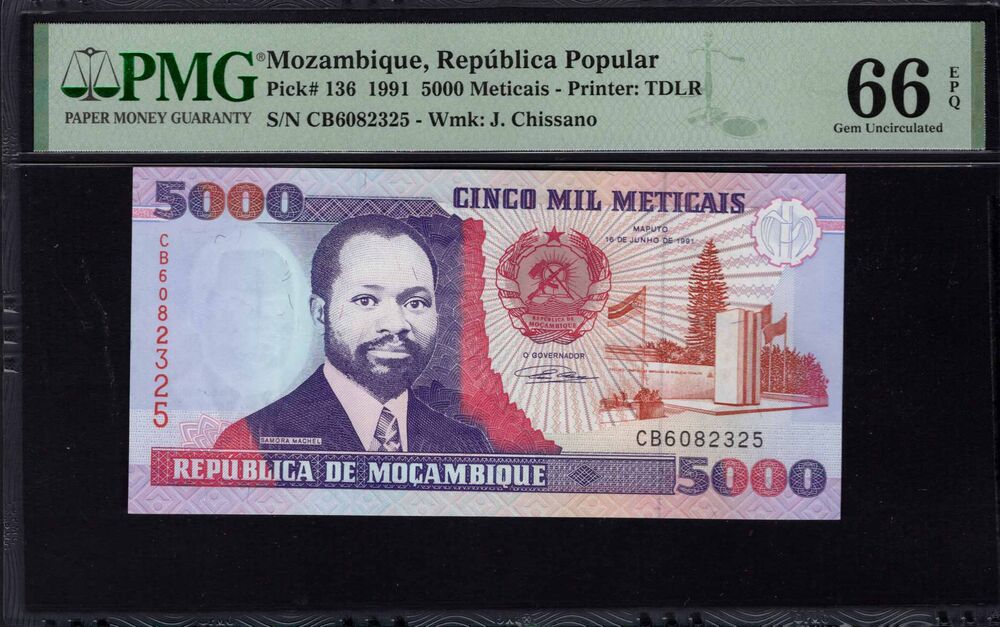 Mozambique - 5000 Meticais 1991 - Pick # 136 - PMG 66 EPQ