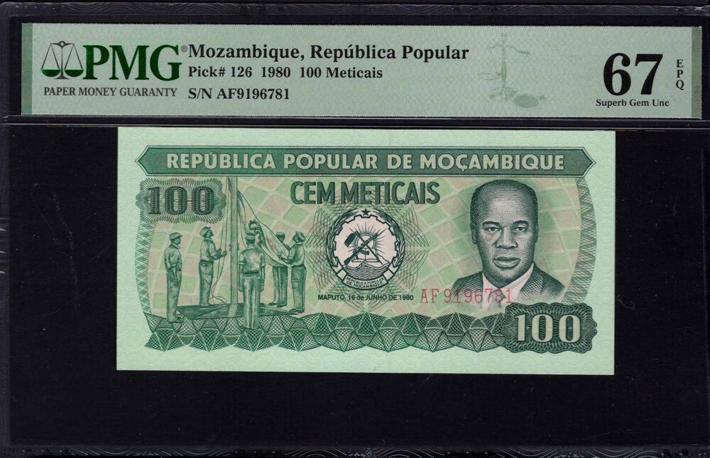 Mozambique - 100 Meticais 1980 - Pick # 126 - PMG 67 EPQ
