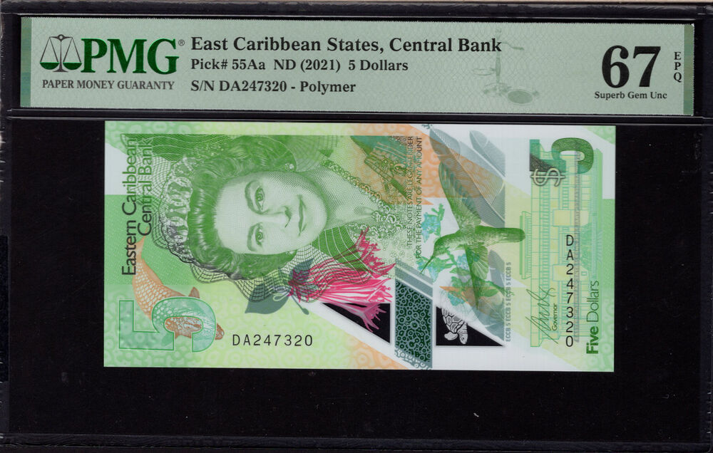 East Caribbean States - 5 Dollars 2021 - Pick # 55Aa - PMG 67 EPQ