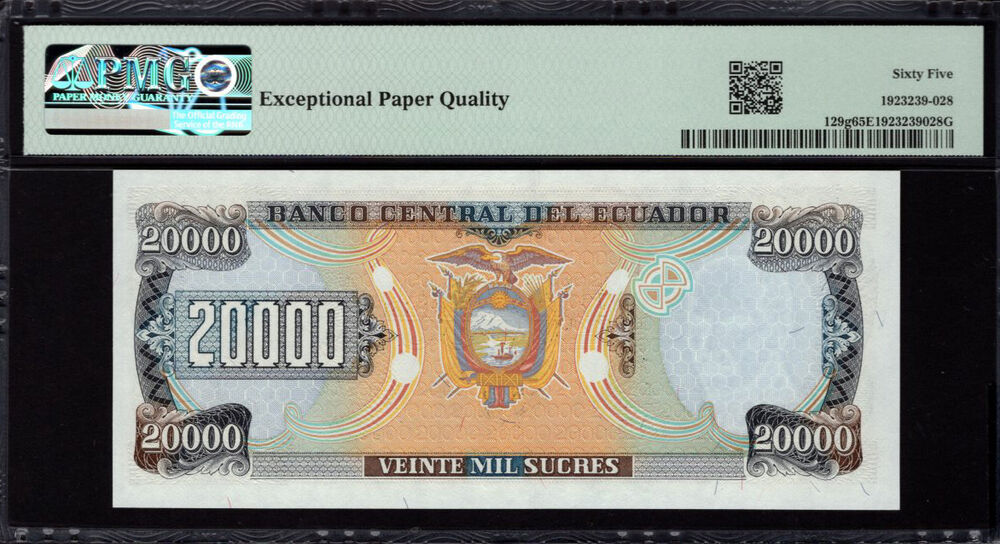 Ecuador - 20.000 Sucres 1999 - Pick # 129g - PMG 65 EPQ