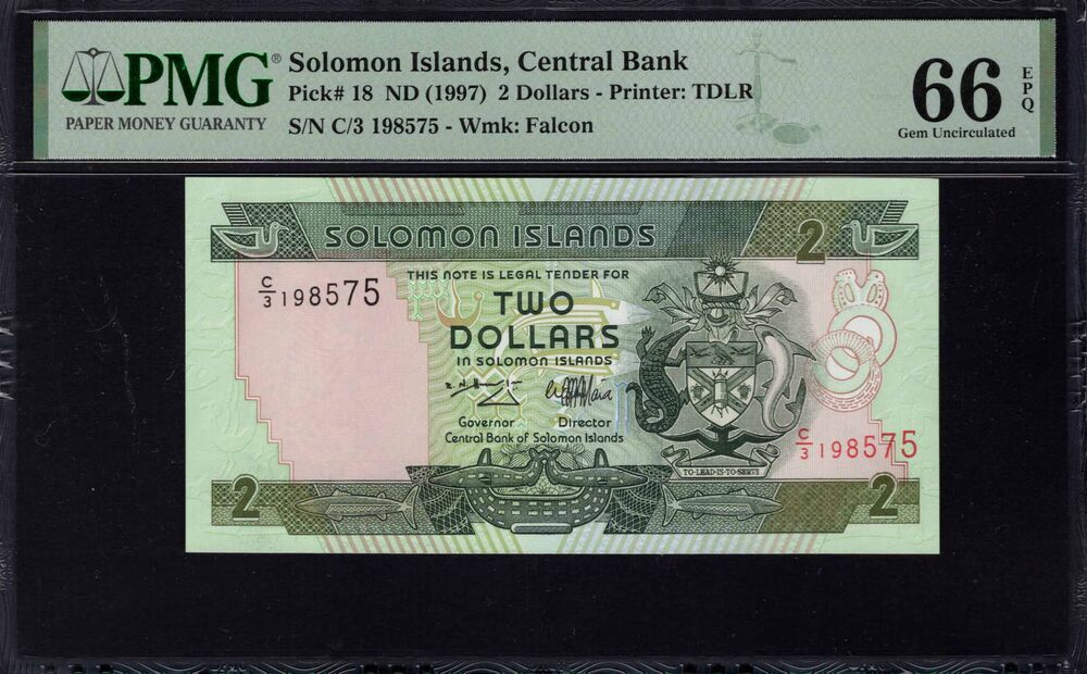 Solomon Islands - 2 Dollars 1997 - Pick # 18 - PMG 66 EPQ