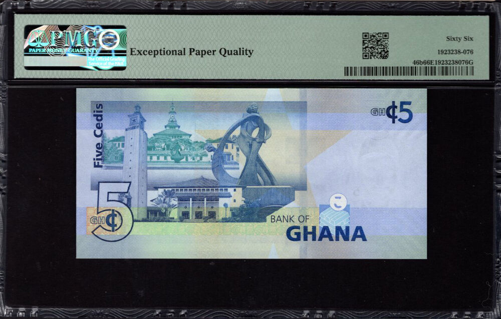 Ghana - 5 Cedis 2022 - Pick # 46b - PMG 66 EPQ