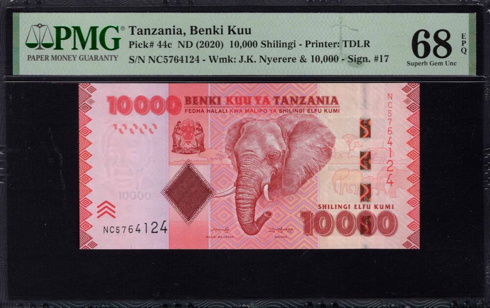 Tanzania - 10.000 Shilingi 2020 - Pick # 44c - PMG 68 EPQ