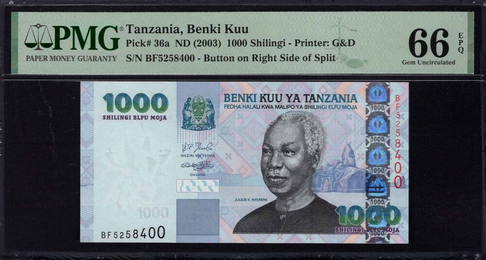 Tanzania - 1000 Shilingi 2003 - Pick # 36a - PMG 66 EPQ
