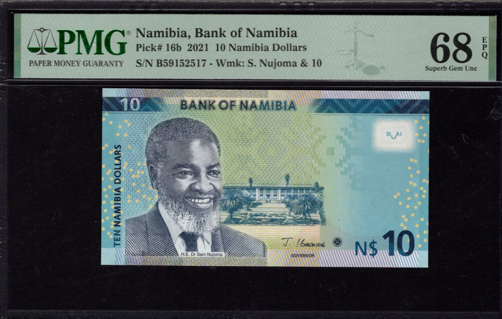 Namibia - 10 Namibia Dollars 2021 - Pick # 16b - PMG 68 EPQ