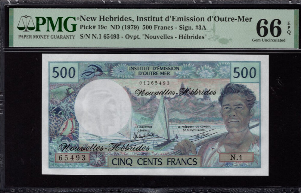 New Hebrides - 500 Francs 1979 - Pick # 19c - PMG 66 EPQ