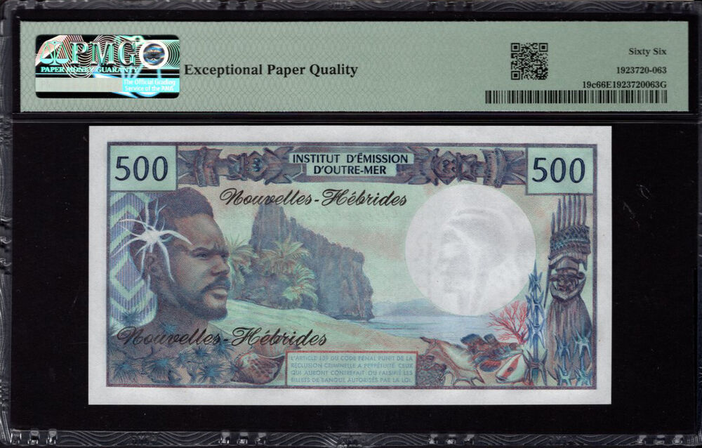 New Hebrides - 500 Francs 1979 - Pick # 19c - PMG 66 EPQ