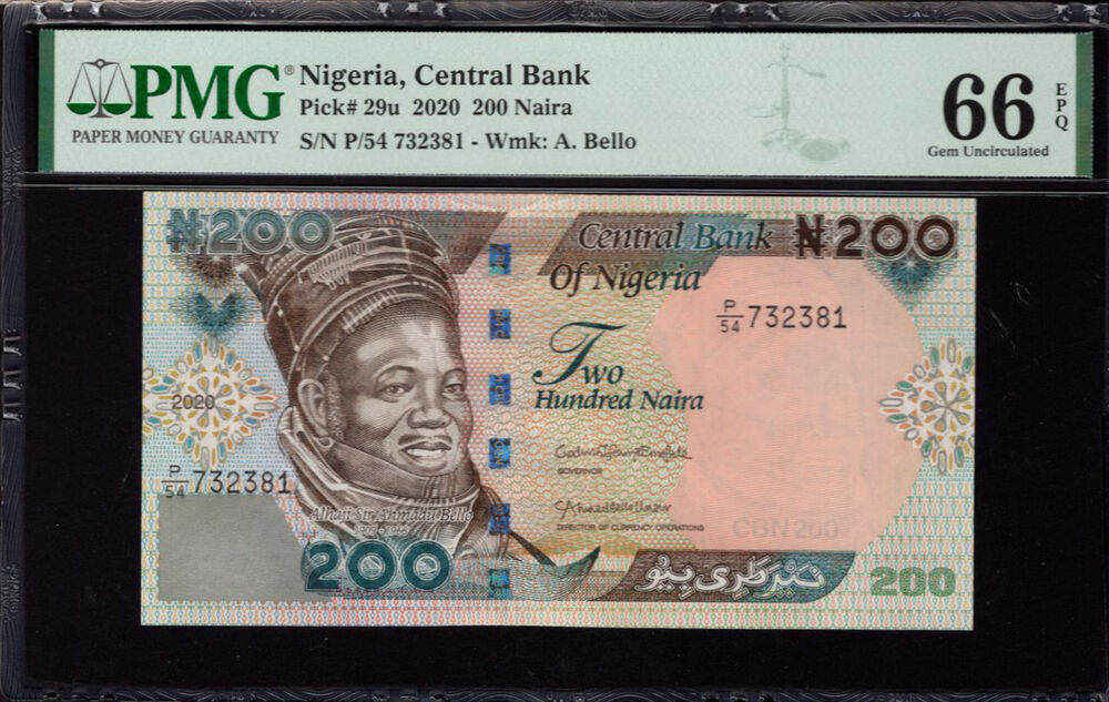 Nigeria - 200 Naira 2020 - Pick # 29u - PMG 66 EPQ