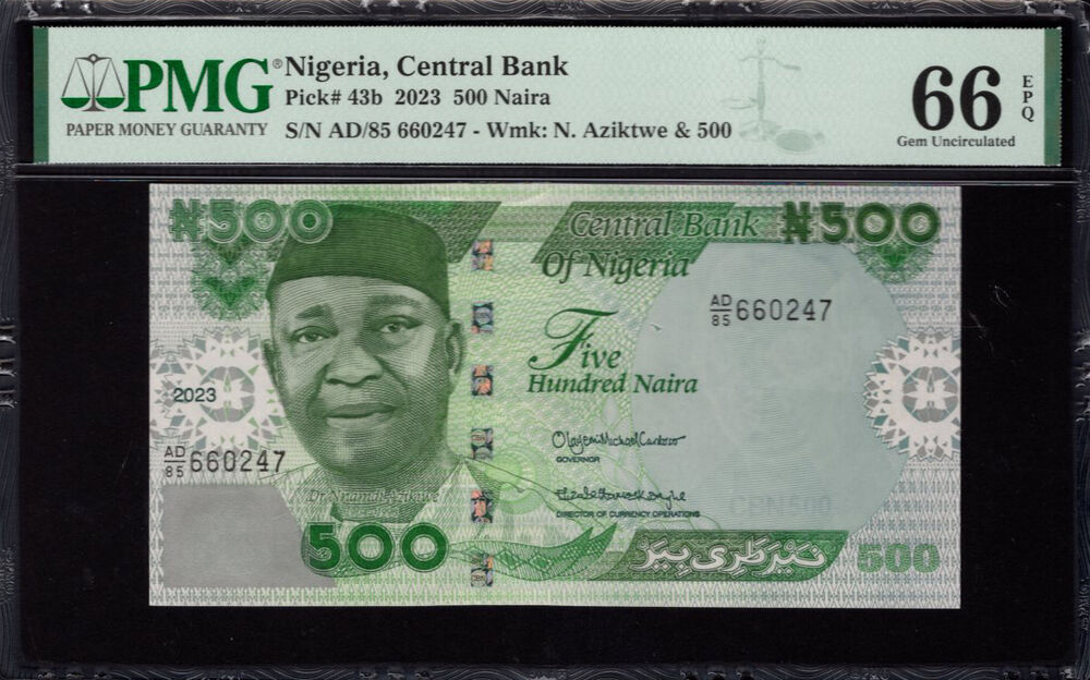Nigeria - 500 Naira 2023 - Pick # 43b - PMG 66 EPQ