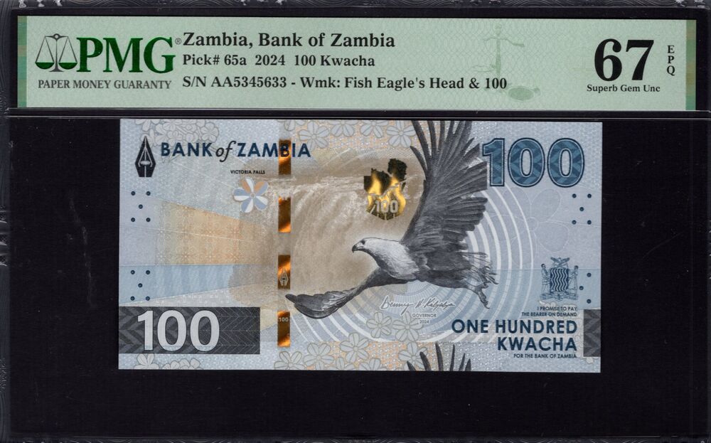 Zambia - 100 Kwacha 2024 - Pick # 65a - PMG 67 EPQ
