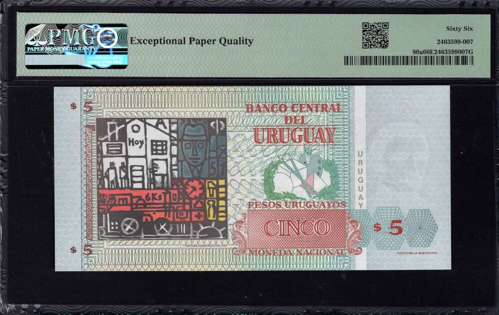 Uruguay - 5 Pesos Uruguayos 1998 - Pick # 80a - PMG 66 EPQ