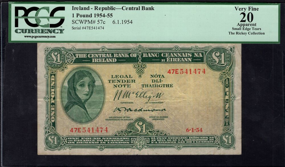 Ireland - 1 Pound 1954 - Pick # 57c - PCGSC 20 VF