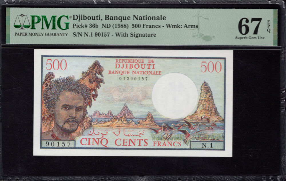 Djibouti - 500 Francs 1988 - Pick # 36b - PMG 67 EPQ