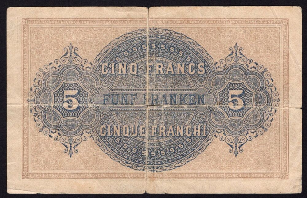 Switzerland - 5 Francs 1914 - Pick # 15 - VG