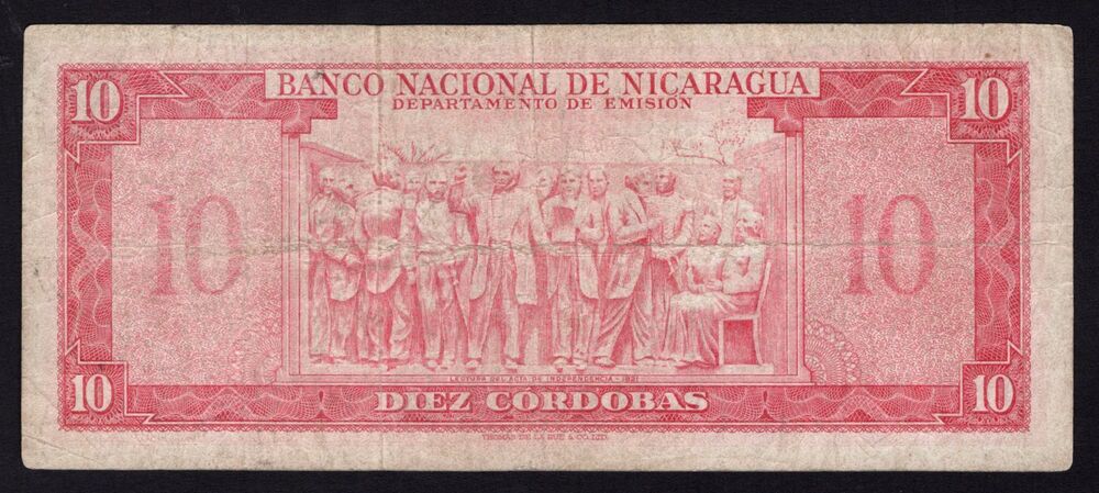 Nicaragua - 10 Córdobas 1954 - Pick # 101a - Bleached Fine