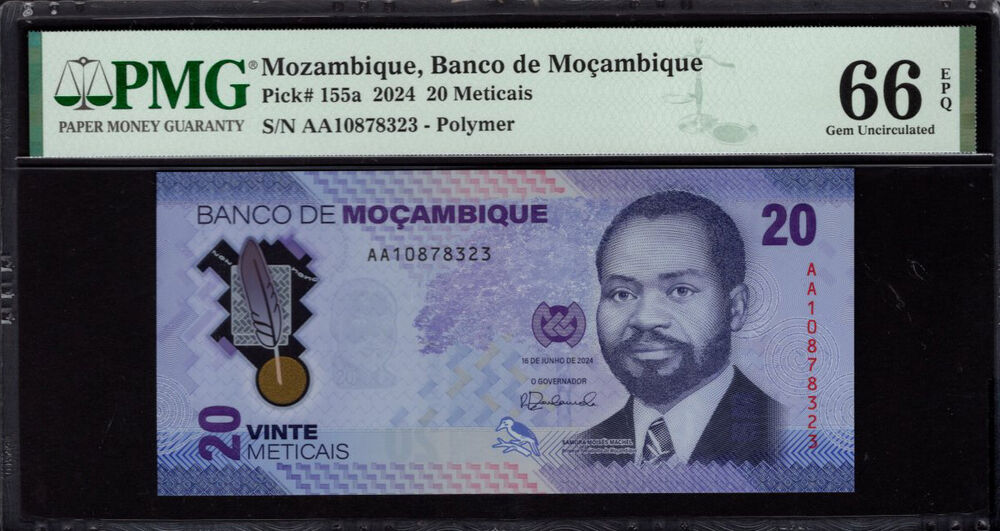 Mozambique - 20 Meticais 2024 - Pick # 155a - PMG 66 EPQ