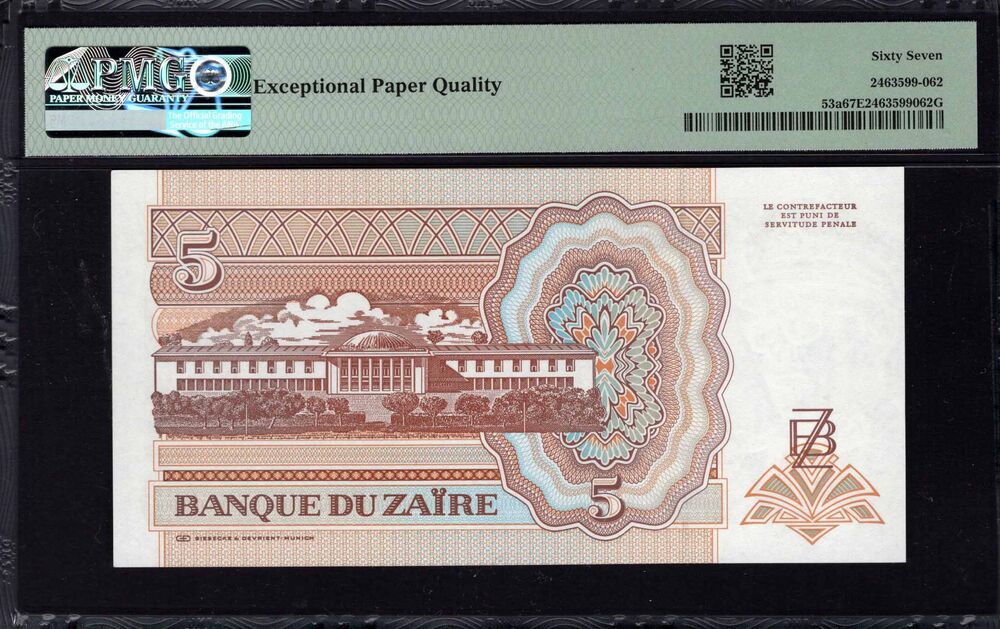 Zaire - 5 Nouveaux Zaires 1993 - Pick # 53a - PMG 67 EPQ