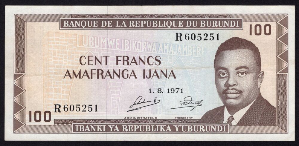 Burundi - 100 Francs 1971 - Pick # 23b - VF