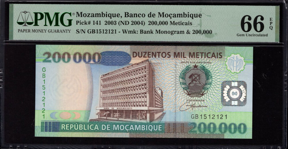 Mozambique - 200.000 Meticais 2003 - Pick # 141 - PMG 66 EPQ