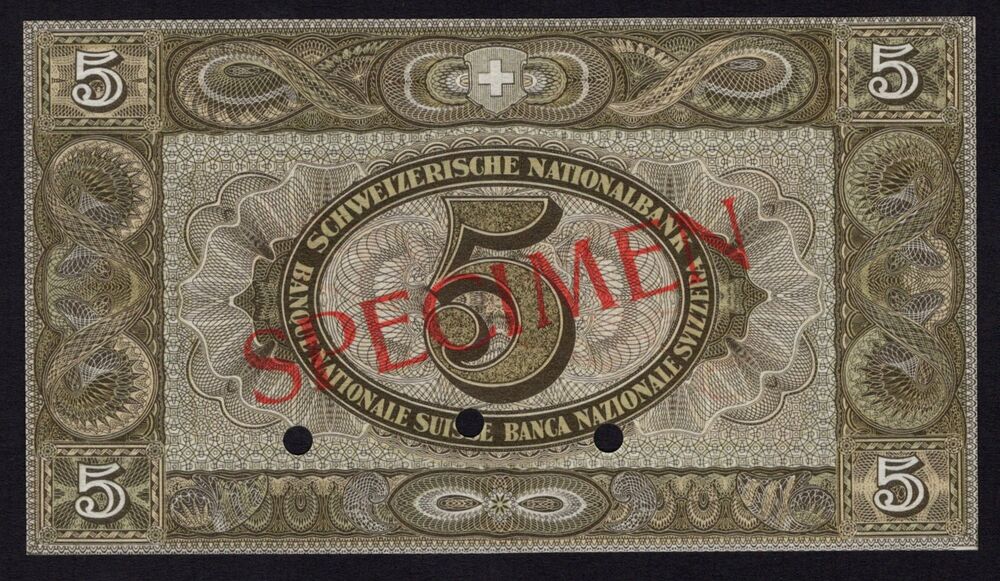 Switzerland - 5 Francs 1936 - Pick # 11s - UNC