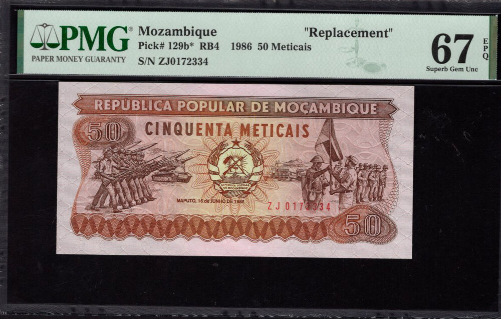Mozambique - 50 Meticais 1986 - Pick # 129b* - PMG 67 EPQ