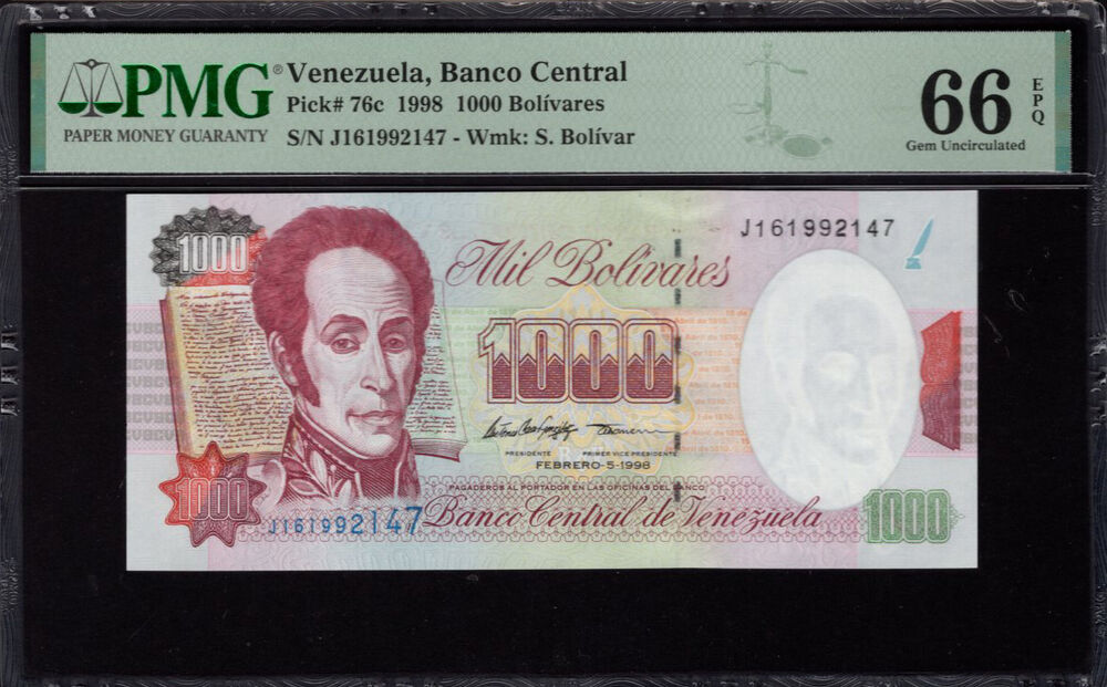 Venezuela - 1.000 Bolivares 1998 - Pick # 76c - PMG 66 EPQ