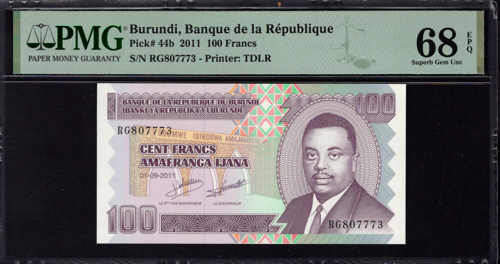 Burundi - 100 Francs 2011 - Pick # 44b - PMG 68 EPQ