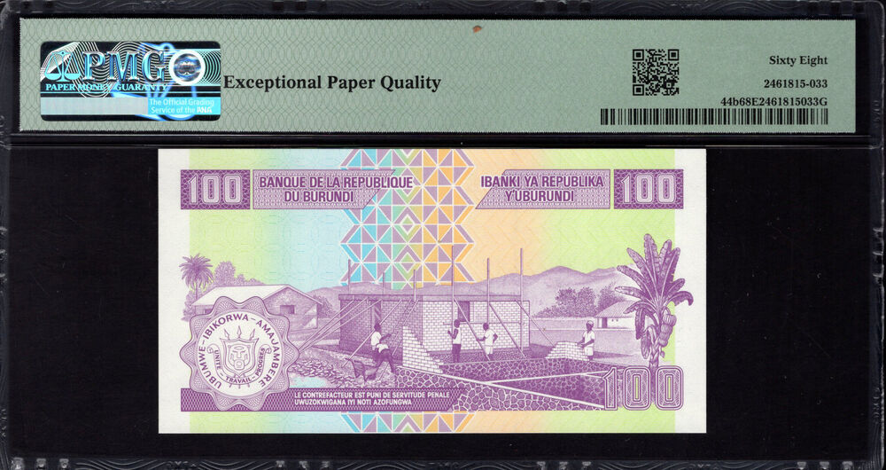 Burundi - 100 Francs 2011 - Pick # 44b - PMG 68 EPQ
