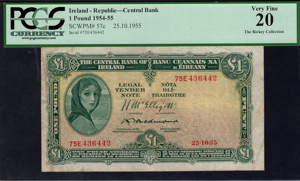 Ireland - 1 Pound 1955 - Pick # 57c - PCGSC 20 VF