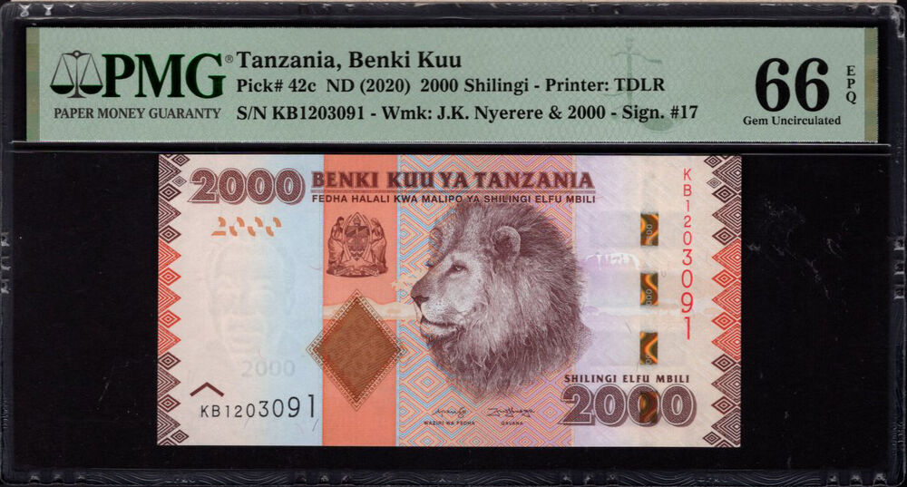 Tanzania - 2.000 Shilingi 2020 - Pick # 42c - PMG 66 EPQ