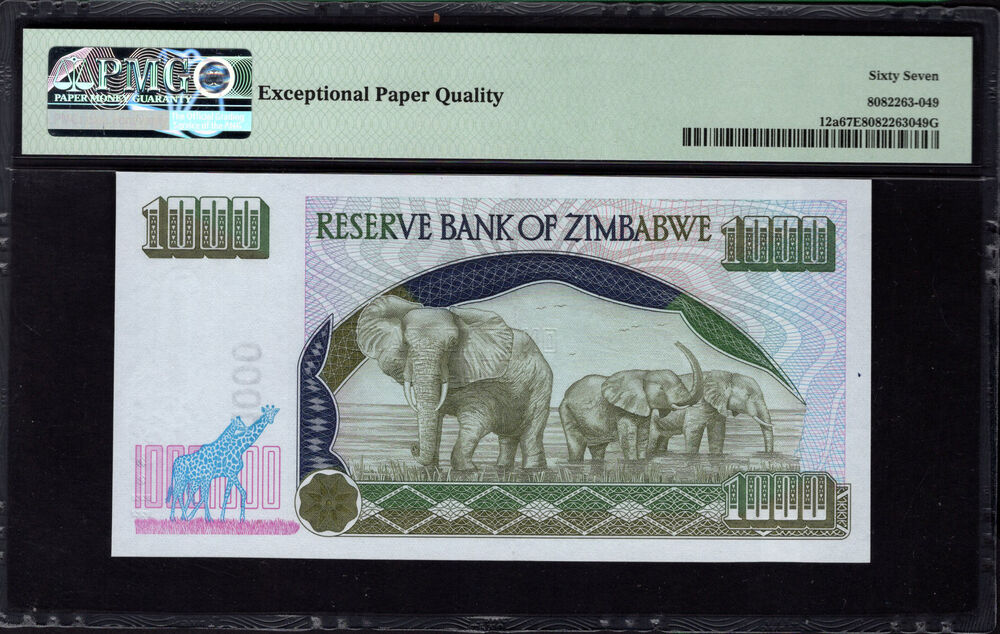 Zimbabwe - 1000 Dollars 2003 - Pick # 12a - PMG 67 EPQ
