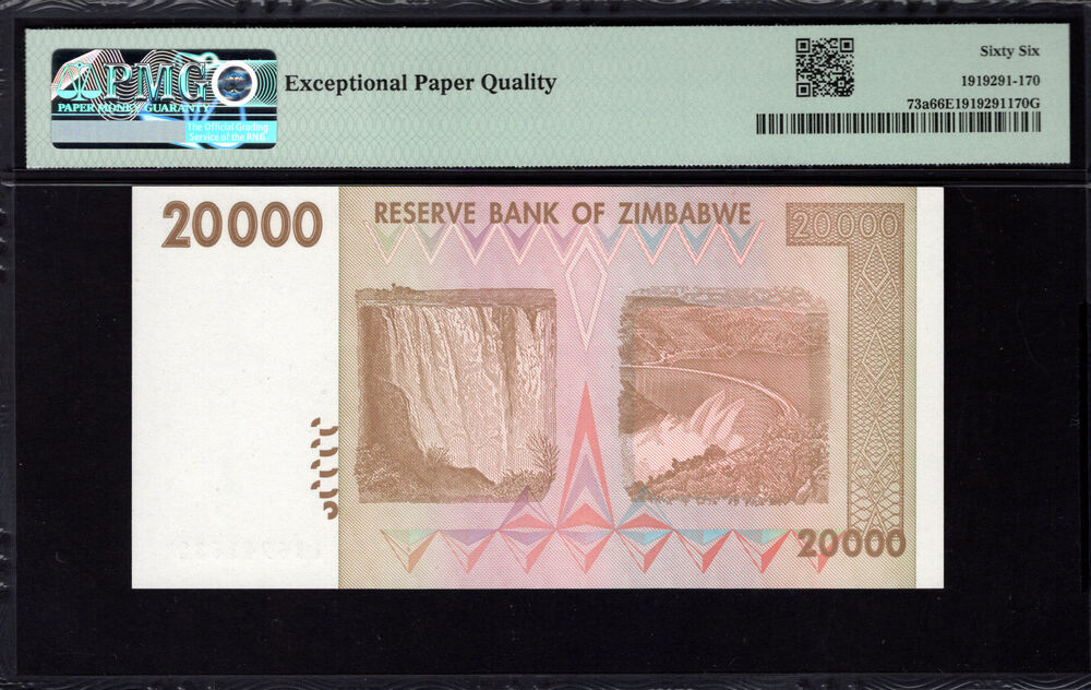Zimbabwe - 20.000 Dollars 2008 - Pick # 73a - PMG 66 EPQ