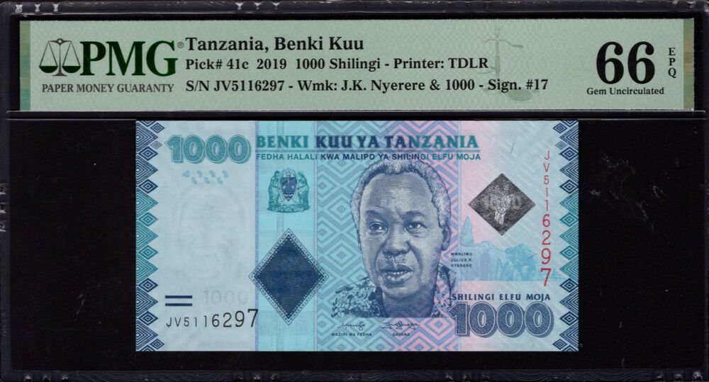 Tanzania - 1.000 Shilingi 2019 - Pick # 41c - PMG 66 EPQ