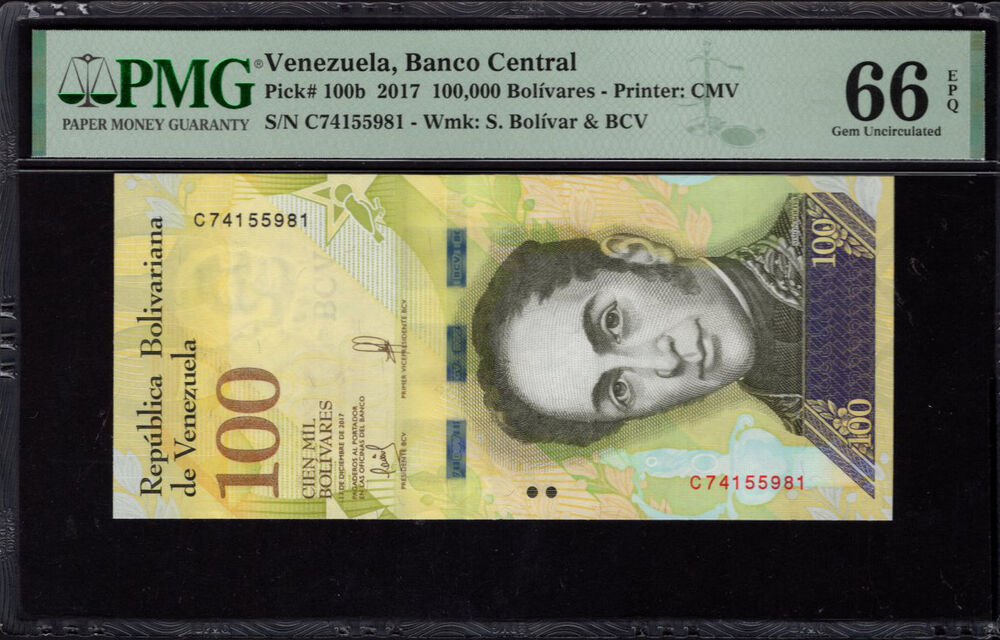 Venezuela - 100.000 Bolívares 2017 - Pick # 100b - PMG 66 EPQ