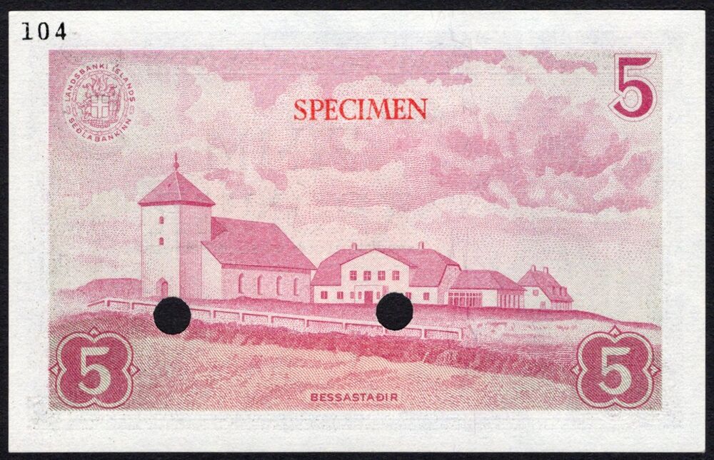 Iceland - 5 Kronur 1957 - Pick # 37 - Color Trial - UNC-