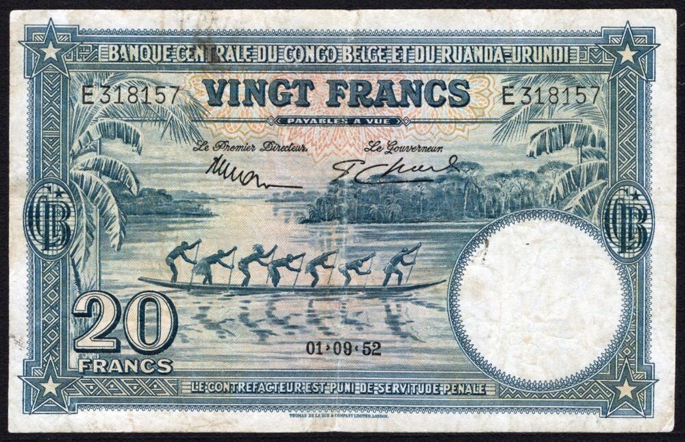 Belgian Congo - 20 Francs 1952 - Pick # 23 - Fine
