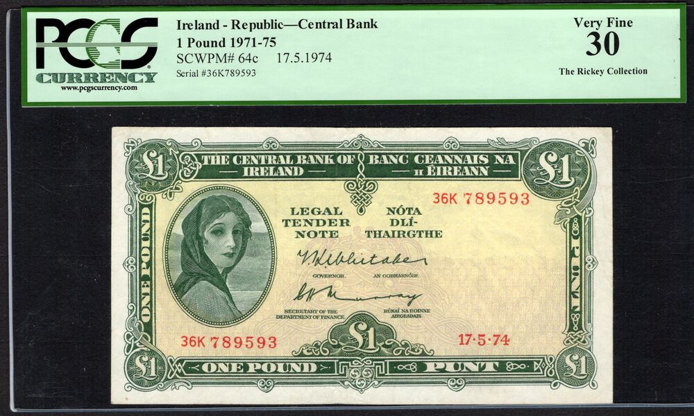Ireland - 1 Pound 1974 - Pick # 64c - PCGSC 30