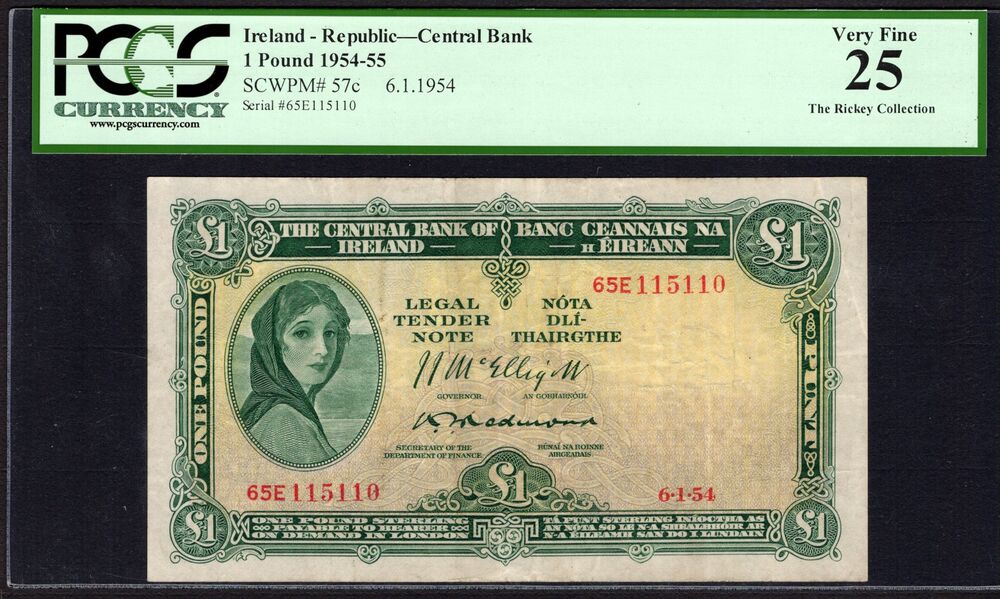 Ireland - 1 Pound 1954 - Pick # 57c - PCGSC 25 VF