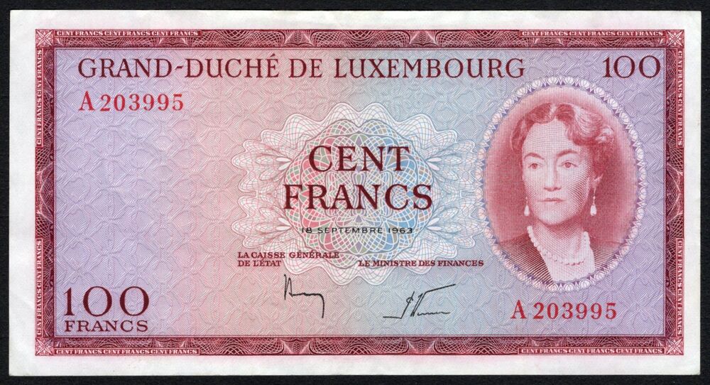 Luxembourg - 100 Francs 1963 - Pick # 52 - VF+