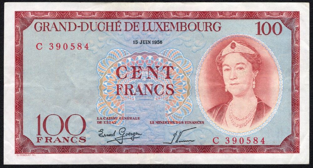 Luxembourg - 100 Francs 1956 - Pick # 50 - VF 