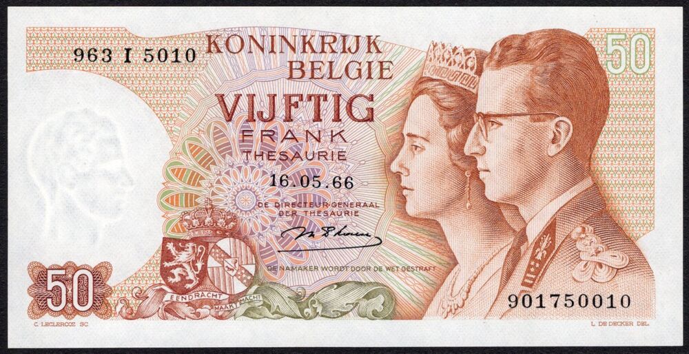 Belgium - 50 Francs 1966 - Pick # 139* - Replacement - UNC-