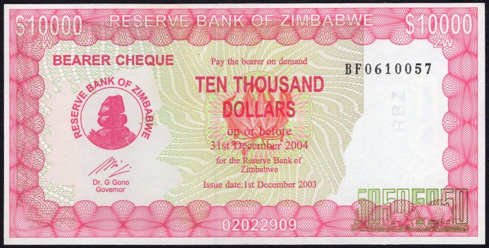Zimbabwe - 10.000 Dollars 2003 - Pick # 22d - AU