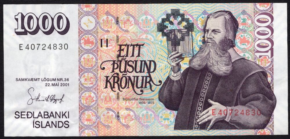 Iceland - 1000 Kronur 2001 - Pick # 59 - VF
