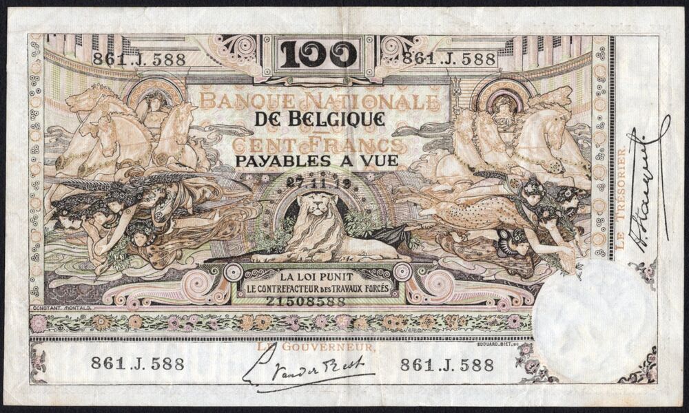 Belgium - 100 Francs 1919 - Pick # 78 - VF