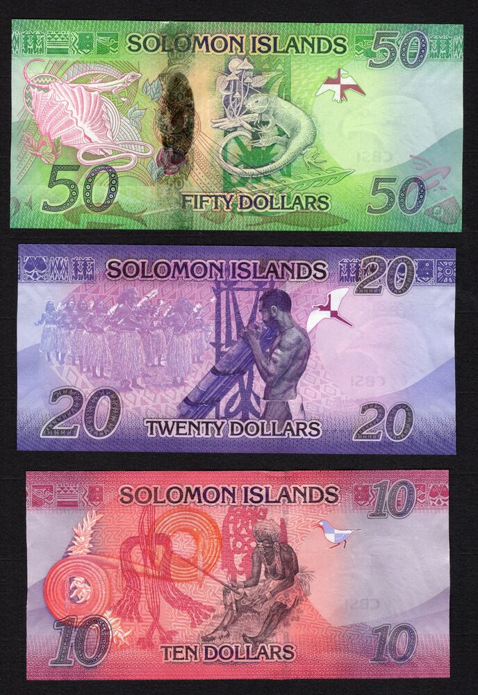 Solomon Islands - 10, 20 and 50 Dollars 2013/2017 - Pick # 33, 34 & 35 - UNC
