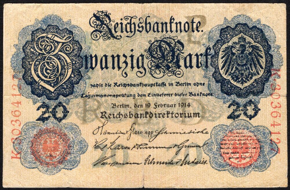 Germany - 20 Mark 1914 - Pick # 46 - Forgery - F/VF